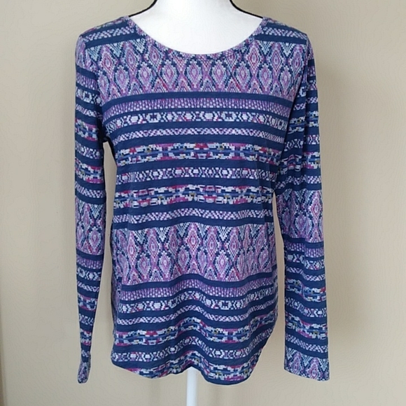 Sonoma The Everyday Tee Long Sleeve Shirt M Purple Blue - Picture 1 of 11
